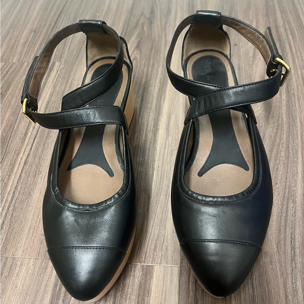 Marni size 39 (8.5 US) Black Leather and Wooden Platform Sandal Shoes